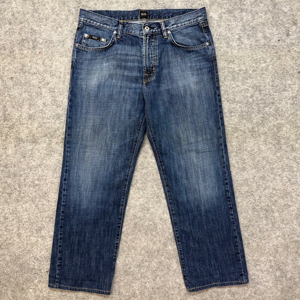 Boss Hugo Boss Straight Jeans Men's Size 34x30 Dark Blue Denim Pants